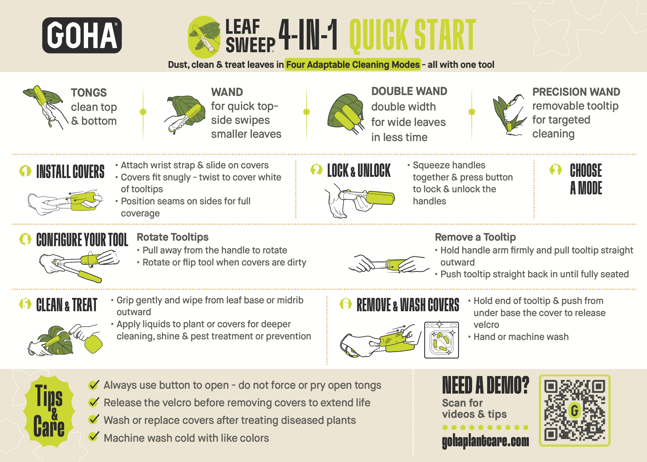 Leaf Sweep™ 4-in-1 Plant Cleaning Tool - Starter Kit w/ Combo Covers
