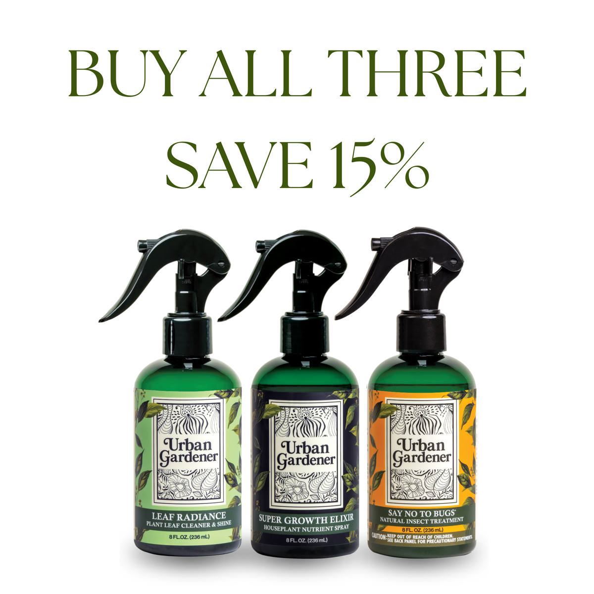 Wholesale Partner UG 3 Pack Kit Super Growth Elixir Say No To Bugs Leaf Radiance