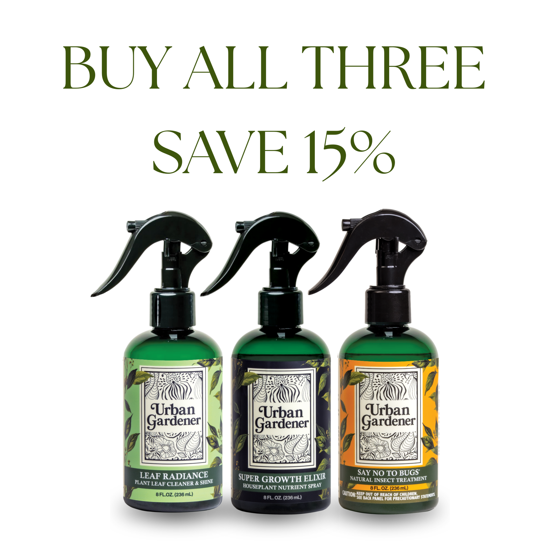 Wholesale Partner UG 3 Pack Kit Super Growth Elixir Say No To Bugs Leaf Radiance