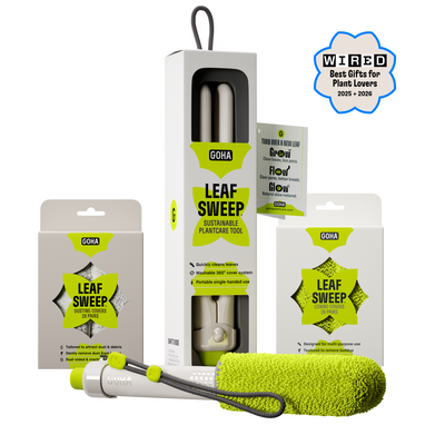 Plant Lover Bundle: Leaf Sweep 4-in-1 Plant Cleaning Tool Starter Kit + 2pr Dusting + 2pr Combo Cover Refills